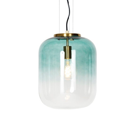 Design hanglamp goud met groen glas - Bliss