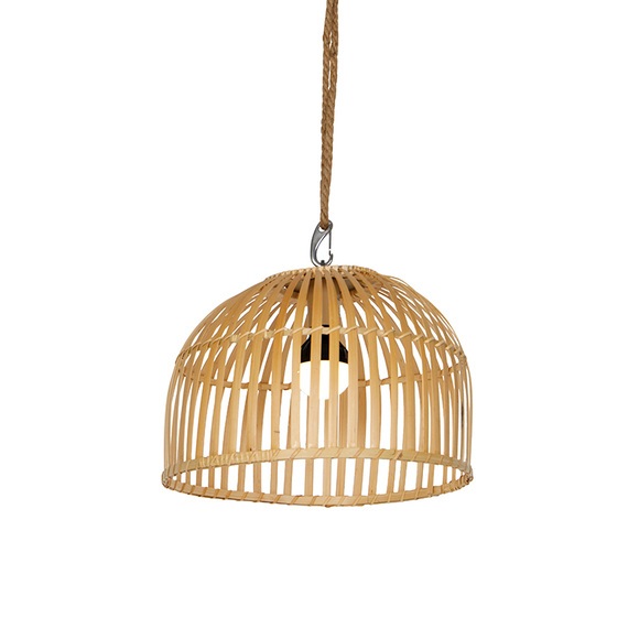 Oosterse hanglamp bamboe incl. LED oplaadbaar RGBW - Maurice