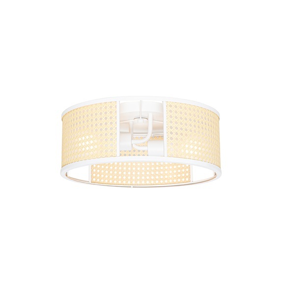 Oosterse plafondlamp wit met rotan 40 cm - Akira