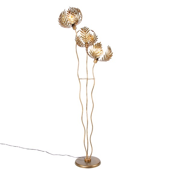 Vintage vloerlamp goud 3-lichts - Botanica Kringel