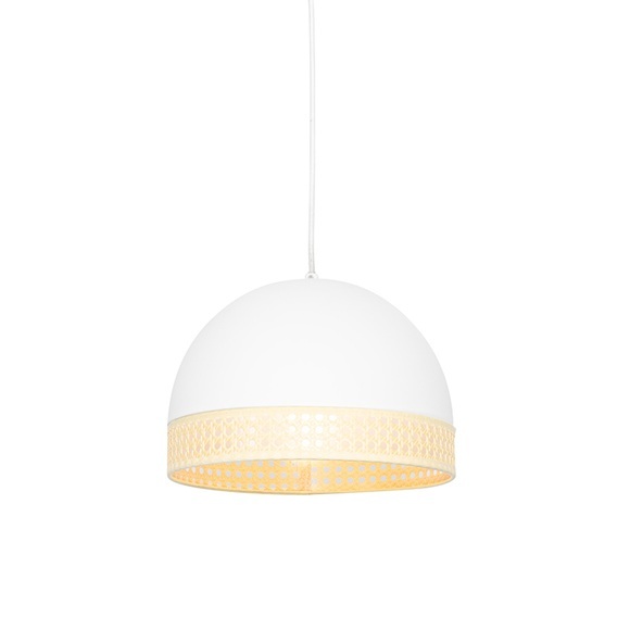 Oosterse hanglamp wit met rotan 30 cm - Magna Rotan