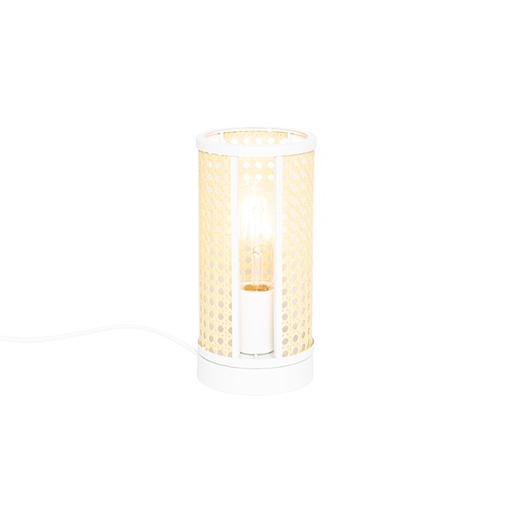 Oosterse tafellamp wit met rotan 12 cm - Akira