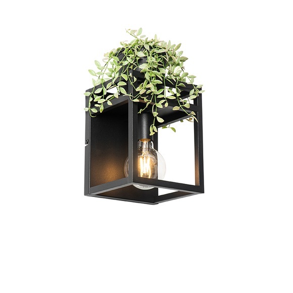 Industriële wandlamp zwart met rek - Cage Rack