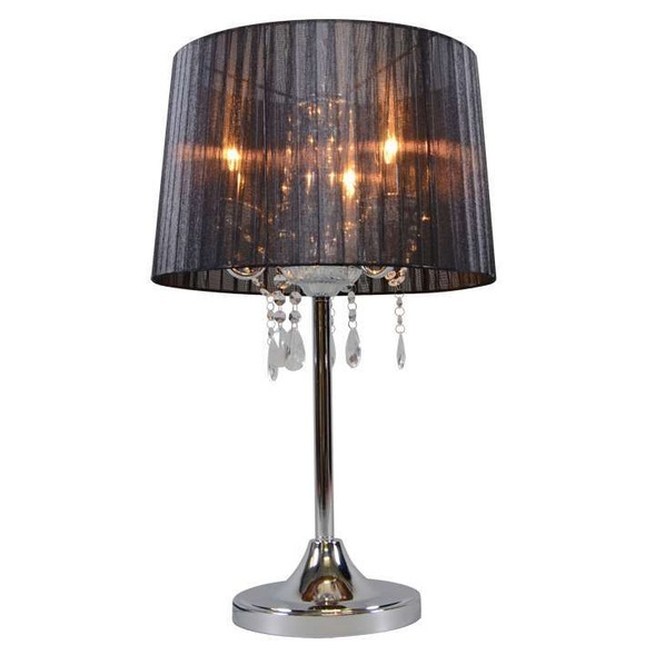 Klassische Tischlampe Chrom mit schwarzem Schirm - Ann-Kathrin 3