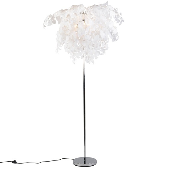 XXXLutz Stehleuchte , R40463001 Leavy *mb* , weiss, Chromfarben , Metall, Kunststoff , 180 cm , 007694030802