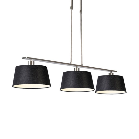 Moderne Hängelampe aus Stahl mit 3 schwarzen Lampenschirmen 35 cm - Combi 3 Deluxe