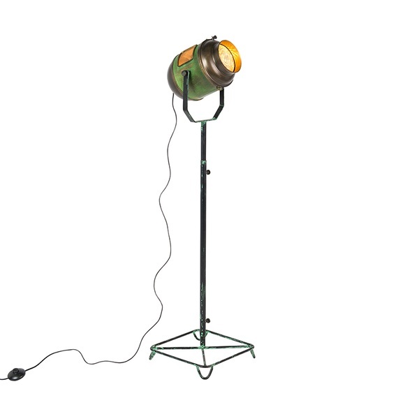 Industrielle Stehlampe Bronze mit grünem 140 cm - Byron