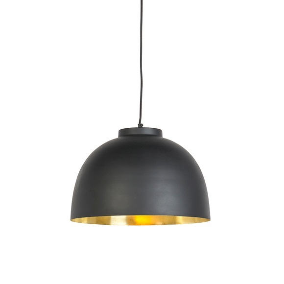 Hängelampe schwarz mit Messing Innenseite 40 cm - Hoodi