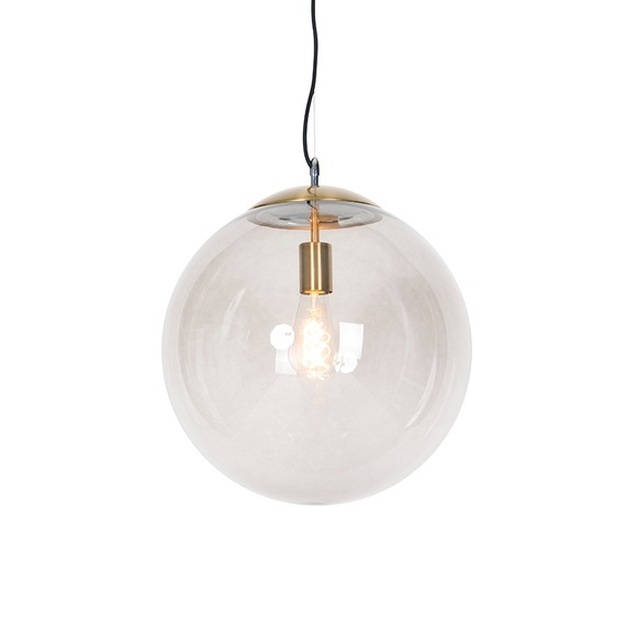 Moderne Hängelampe Messing mit Rauchglas 40 cm - Ball