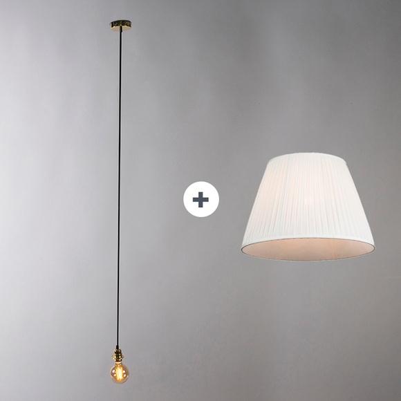 Retro Hängelampe weiß 45 cm - Plissee