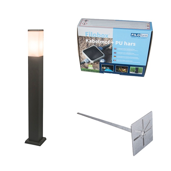Außenleuchte anthrazit 80cm IP44 - Malios mit Erdungsstift und Kabelmuffe