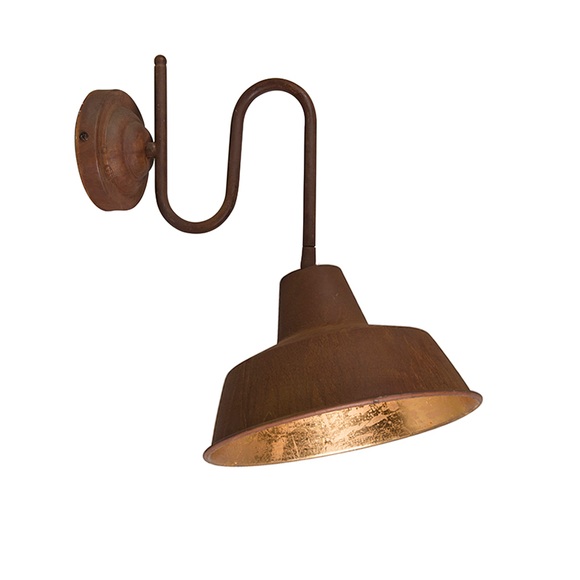 Set mit 2 Wandleuchten rosten mit goldenem Interieur - Fabrik