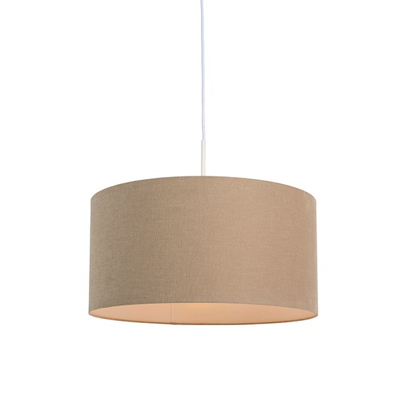 Ländliche Hängelampe weiß mit beigem Schirm 50 cm - Combi 1