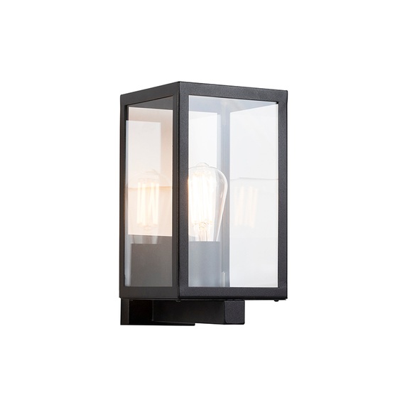 Moderne rechteckige Außenwandleuchte schwarz mit Glas - Rotterdam