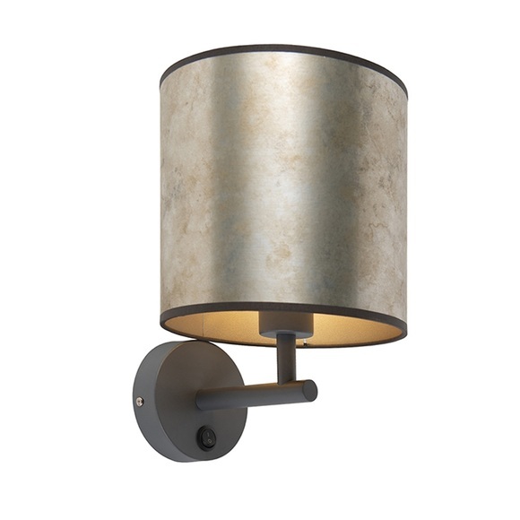 Vintage Wandlampe dunkelgrau mit Zinkschirm - Matt
