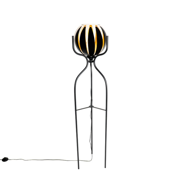 Design Stehleuchte schwarz mit Gold - Melone