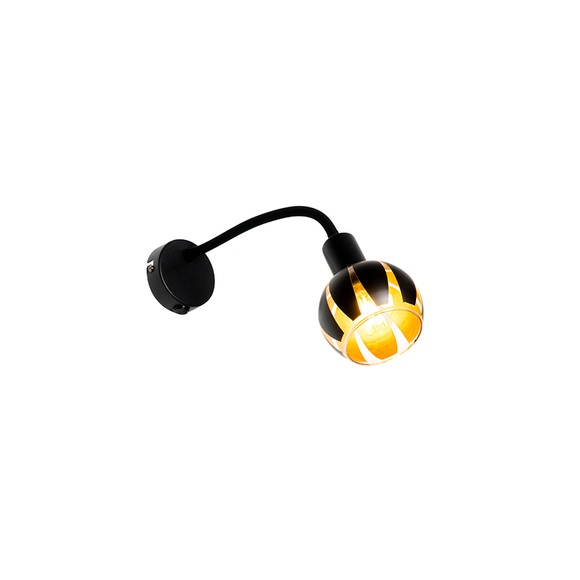 Design Wandleuchte schwarz mit Gold mit Flexarm - Melone
