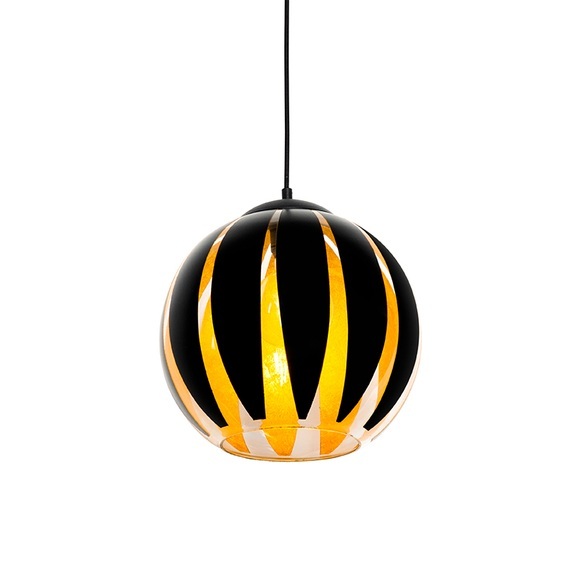 Moderne Hängelampe schwarz mit Gold - Melone
