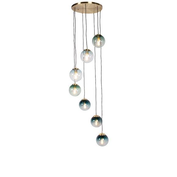 Art Deco Hängelampe Messing 7-Licht - Pallon