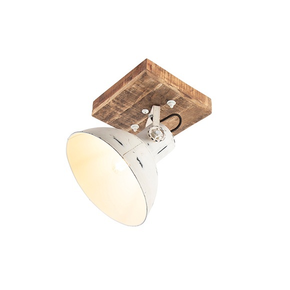 Industriespot weiß mit Mangoholz 30 cm - Mangos