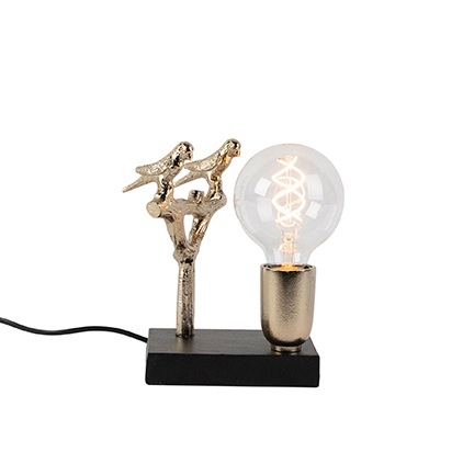 Art Deco Tischlampe schwarz mit Gold 18,5 cm - Pajaro