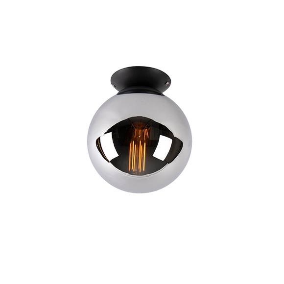Art Deco Deckenleuchte schwarz mit Rauchglas - Pallon