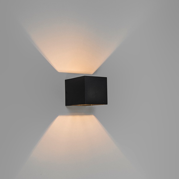 Wandleuchte Transfer im kubischen Design, schwarz
