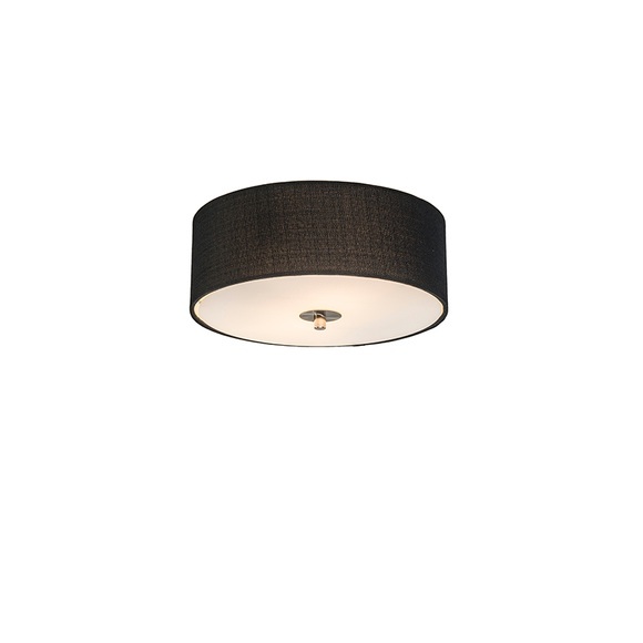 Ländliche Deckenleuchte schwarz 30 cm - Drum Jute