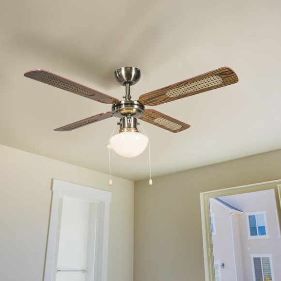 Industrieller Deckenventilator mit Lampe 100 cm Holz - Wind