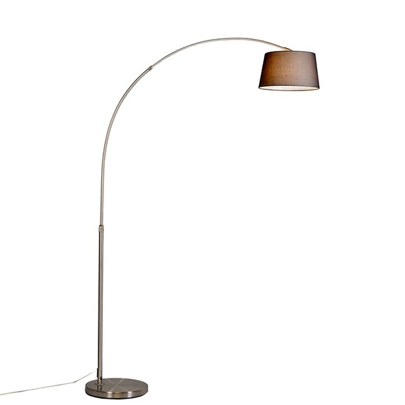 Moderne Stahlbogenlampe mit schwarzem Stoffschirm - Arc Basic
