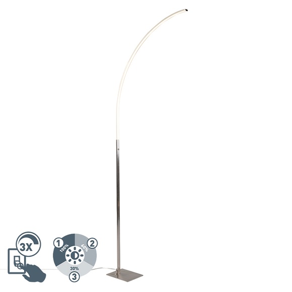 Moderne Stehleuchte Stahl inkl. LED und 3-Stufen-Dimmer - Stylish