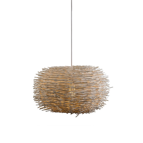 Rural Hängelampe weiß Rattan - Hatch 45