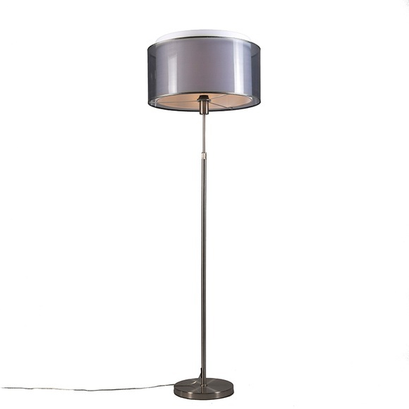 Stehlampe aus Stahl mit schwarz / weißem doppellagigem Lampenschirm 47 cm verstellbar - Parte