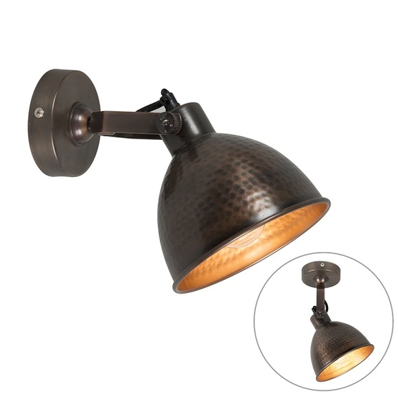 Industrielle Wandleuchte Kupfer mit Messing verstellbar - Liko