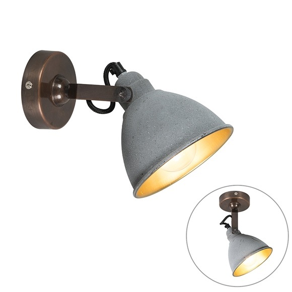Industrielle Wandleuchte grau mit Bronze - Liko