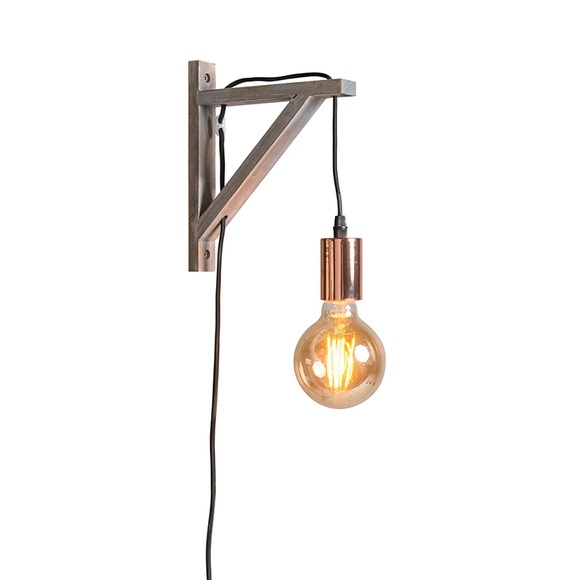 Taupe Wandleuchte mit Kupfer Henker