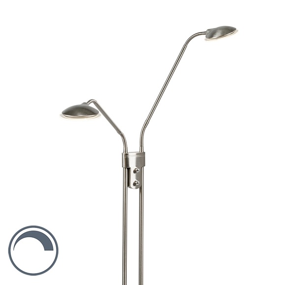 Moderne Stehleuchte Stahl mit Leseleuchte inkl. LED - Eva