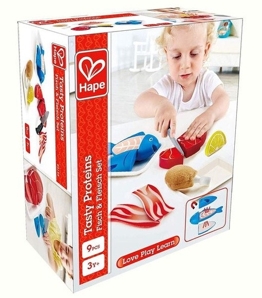Hape Spiel-Lebensmittel FISCH & FLEISCH SET 9-teilig