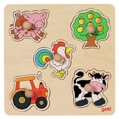 goki Steckpuzzle GOKI BASIC AUF DEM LAND 5-teilig in bunt