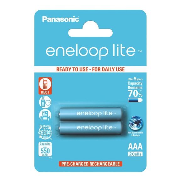 Panasonic eneloop lite NiMH-Akkus AAA / Micro, 1,2 Volt, 550 mAh, 2er-Pack