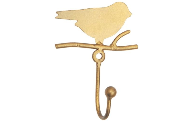 Tranquillo - Wandhaken Vogel, Gold, 10 cm