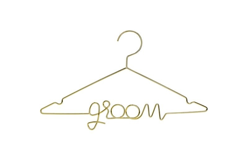 Partydeco Partyaccessoire Kleiderbügel Groom 45 x 27 cm, Gold
