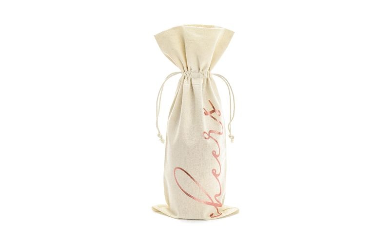 Partydeco Flaschentasche Flaschentasche Cheers 5 Stück, Beige/Rosegold