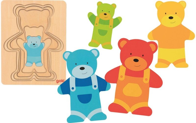 Goki 57449 - Schichtpuzzle Bär, Holz,
