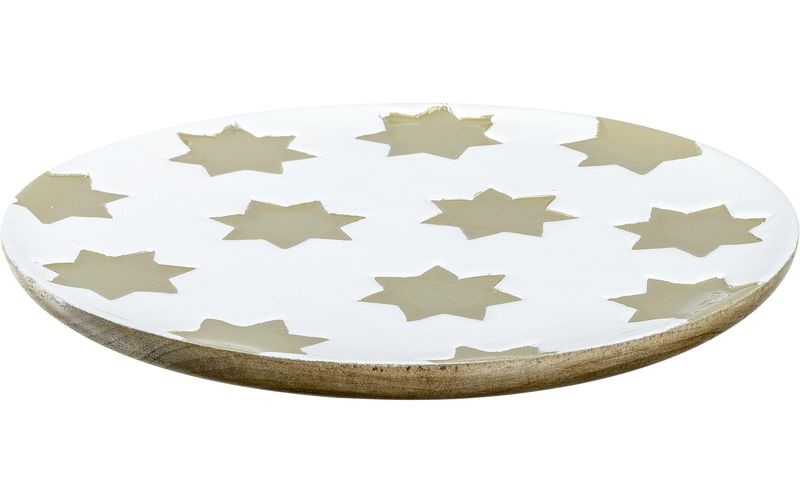 Leonardo Servierplatte Candela Sterne Ø 30 cm, Weiss/Gold