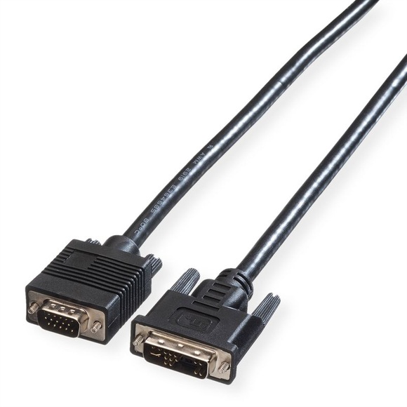 Roline VGA / DVI Anschlusskabel VGA 15pol. Stecker, DVI-A 12+5pol. Stecker 3.00 m Schwarz 11.04.5430 Geschirmt,
