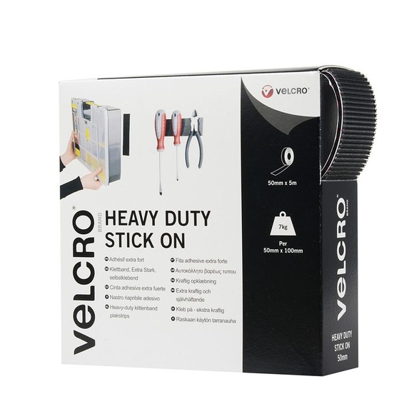 VELCRO® VEL-EC60243 Klettband zum Aufkleben Haft- und Flauschteil, extrastark (L x B) 5000 mm x 50 mm Schwarz 5 m