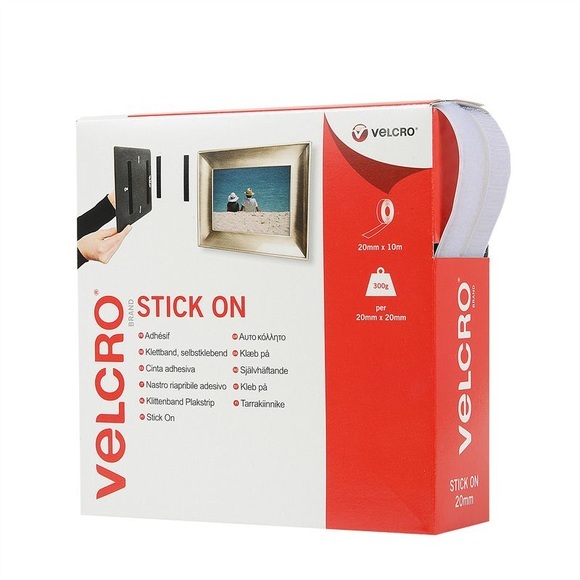 VELCRO® VEL-EC60219 Klettband zum Aufkleben Haft- und Flauschteil (L x B) 10000 mm x 20 mm Weiß 10 m
