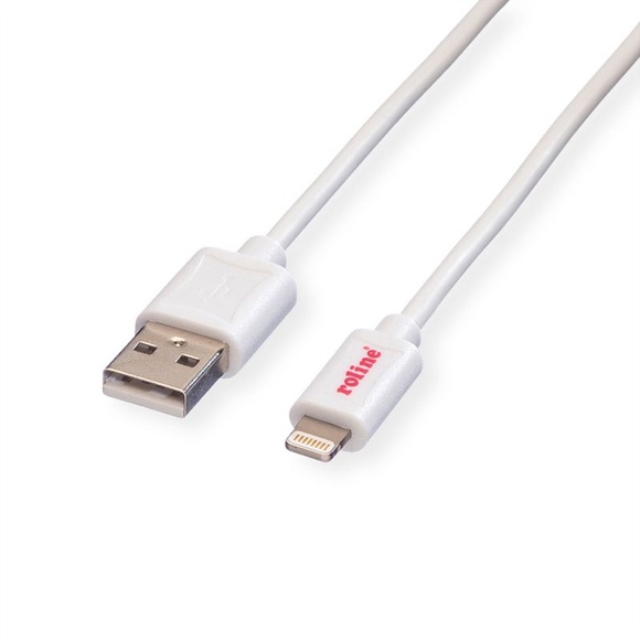 Roline USB-Kabel USB 2.0 USB-A Stecker, Apple Lightning Stecker 1.80 m Weiß Geschirmt 11.02.8322