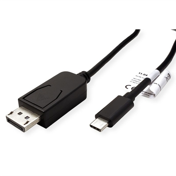 ROLINE 11.04.5835 - USB-Typ-C zu DisplayPort Adapterkabel (Schwarz)
